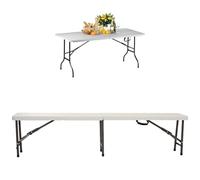 Table Pliante/Table de Buffet Party 182 + Banc Pliant/Banc de fête Siesta Set
