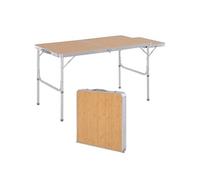 Outsunny - Table pliante camping/jardin - rallonge, hauteur réglable, alu & MDF imitation bambou