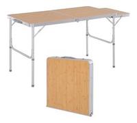 Outsunny - Table pliante camping/jardin - rallonge, hauteur réglable, alu & MDF imitation bambou