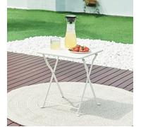 [en.casa] Table de Jardin Pliante Table Basse avec Plateau Carré pour Extérieur Jardin Terrasse Balcon Patio Camping Intérieur Capacité de Charge 15 kg Acier 45 x 40 x 40 cm Blanc