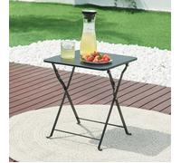 [en.casa] Table de Jardin Pliante Table Basse avec Plateau Carré pour Extérieur Jardin Terrasse Balcon Patio Camping Intérieur Capacité de Charge 15 kg Acier 45 x 40 x 40 cm Noir