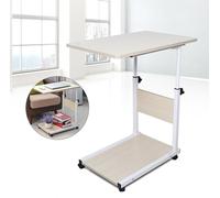 Table polyvalente Mini table d'ordinateur Bureau mobile pour ordinateur portable Réglable en hauteur Table d'appoint Table basse (érable blanc)