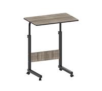 Table portable à roulettes pour ordinateur portable - Hauteur réglable - Plateau sur roulettes - Multi-usage - Bureau à domicile pour personnes âgées - Effet bois - Noir