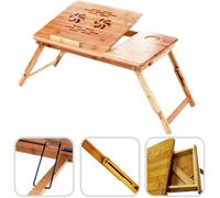 Table Portable pour Ordinateur, Plateau de Lit Pliable, Bureau réglable avec trous d'aération, Matériau: Bambou