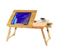 Table Portable pour Ordinateur, Plateau de Lit Pliable, Bureau réglable avec Trous d'aération2 en 1 Plateau en Bambou,Table lit Ordinateur Portable en Bambou,Plateau pour Petit Dejeuner au Lit (A)