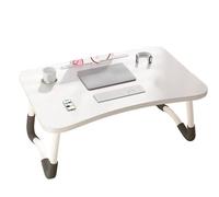 Table portable réglable pour ordinateur portable 60 x 40 x 28 cm - Plateau de lit pliable avec porte-gobelet, bureau polyvalent pour canapé et bureau à domicile, station de travail peu encombrante