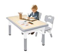 Table pour enfant avec 2 chaises - 80 x 60 cm - Hauteur réglable - Pour la maternelle - Idéal pour jouer, dessiner et peindre - Facile à nettoyer - Pour enfants à partir de 2 ans
