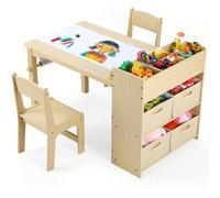 Table pour enfants avec 2 chaises, table de peinture table de sièges pour enfants avec espace de stockage, jeu de chaise de table pour enfants en bois, bureau pour enfants avec étagère À propos de cet