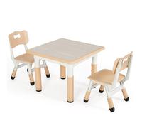 Table pour enfants avec chaises - 2 chaises - Table d'activité - Table de jeu Bureau pour enfants - Pour 3-8 ans - Réglable en hauteur - Table d'apprentissage pour enfants - Beige
