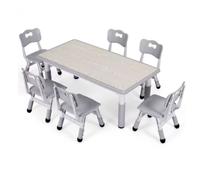 Table pour enfants avec chaises - 6 chaises - Table d'activité - Table de jeu Bureau pour enfants - Pour 3-8 ans - Réglable en hauteur - Table d'apprentissage pour enfants - Gris