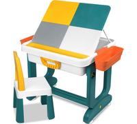 Table pour enfants avec chaises Set Table de jeu pour enfants à partir de 3 ans avec boîte de rangement et hauteur réglable Multifonctionnel double face - Type A CEEDIR