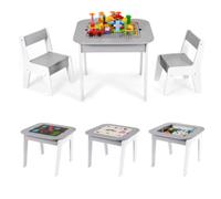 Table pour enfants - Table de jeu - Pour les enfants & l'école maternelle - Table pour enfants avec chaises - Table de jeu 2 en 1 - Avec espace de rangement & chaises - Gris