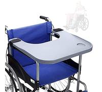 Table pour fauteuil roulant, avec support pour 2 tasses, plateau rond portable pour fauteuil roulant amovible avec porte-gobelet, pour familles handicapées (52,5 x 58 cm)