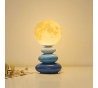 Table pour le salon dessin animé Lune Table Céramique Small Bedside Light Globe Night Night Light LED Bureau de nuit
