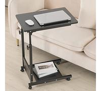 Table pour Ordinateur Portable Hauteur réglable roulettes Support Pliable H x l x P: 60 * 34.5 * 58-90cm,Table pour Ordinateur Table Hauteur Bois, Bureau (56.5 * 37*/95cm-Noir)