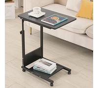 Table pour Ordinateur Portable Hauteur réglable roulettes Support Pliable H x l x P: 60 * 34.5 * 58-90cm,Table pour Ordinateur Table Hauteur Bois, Bureau (56.5 * 37*/95cm-Noir)