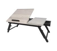 Relaxdays Table pour Ordinateur Portable Pliable en Bambou, réglable, 19.5 x 70 x 35 cm, Gris/Noir