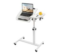 Table pour ordinateur portable réglable en hauteur de 60 à 95 cm - Support rotatif avec roulettes - Bureau debout mobile - Table d'appoint - Table d'appoint pour lit, canapé, bureau