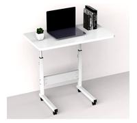 Table pour Ordinateur Portable Réglable en Hauteur - LDSZXNE - Blanc - 60x40cm - 4 Roulettes
