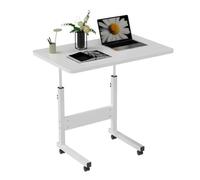 Table pour Ordinateur Portable Réglable en Hauteur, Table Lit Roulette, Bureau Debout Mobile Computer Desk,60x40cm Blanc