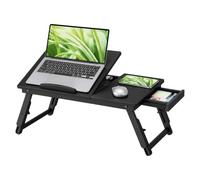 Table pour Ordinateur Portable Relaxdays pour lit et canapé, Noir/Noir | table de lit rabattable, en bambou, réglable en hauteur, plateau de lit