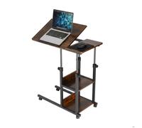 Table pour Ordinateur Portable Relaxdays, réglable 63-90 cm, inclinable, sur roulettes, 2 étagères, C, Marron/Noir