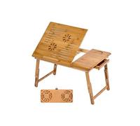 Table pour ordinateur portable, table de lit en bambou, pliable et réglable en hauteur marron