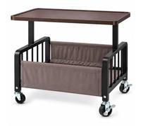 Table pour petits espaces, rangement 2 niveaux, panier 30 L, mobile, marron | Optimise un Angle Libre sans Sacrifier la Circulation dans un Appartement ou une Location. pour Salon, Chambre et Bureau.