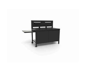 Table pour plancha roulante avec crédence acier noir fermé - forge adour