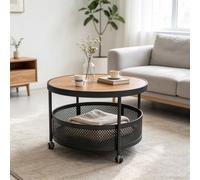 Table pour salon - Panier de rangement perforé - Noir
