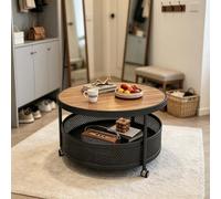Table pour salon - Panier de rangement perforé - Noir