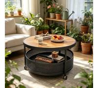 Table pour salon - Panier de rangement perforé - Noir