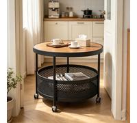 Table pour salon - Panier de rangement perforé - Noir