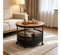 Table pour salon - Panier de rangement perforé - Noir