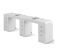 Table professionnelle modulaire de manucure, avec tiroirs, aspirateur à filtre intégré et présentoir à LED pour accessoires et vernis