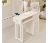 Table professionnelle Nail Tech avec collecteur de poussière de 80 W, lumière LED cachée et charge sans fil - Bureau de manucure ergonomique avec rangement pour salons et studios de beauté (blanc 120