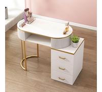 Table professionnelle pour nail art - Station de manucure moderne avec 3 niveaux de rangement et tiroirs, parfaite pour les salons, les spas, les services de beauté et les techniciens des ongles.