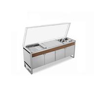 Table Quattroporte OASI 205C avec plancha OASI 55 lisse/rainurée et feu gaz F3