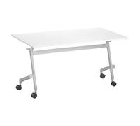 Table rabattable L 140 x P 70 cm blanche Bruneau Practika Plus pieds aluminium - - Bruneau