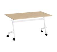 Table rabattable plateau chêne L 140 x P 70 cm - Galice Plus - piétement blanc