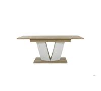 Table rectangle extensible effet bois chêne mat blanc 8-12 couverts