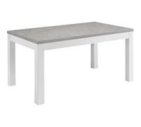Table Rectangulaire 190x90cm Laquée Blanc et Gris Marbré - DEYTON -