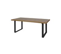 Table Rectangulaire 200cm Aspect Bois Piètement U Métal Noir - DENVER -