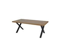 DENVER - Table Rectangulaire 200cm Aspect Bois Piètement X Métal Noir - Altobuy Marron
