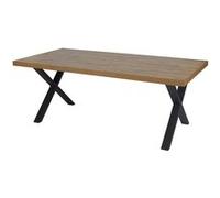 DENVER - Table Rectangulaire 200cm Aspect Bois Piètement X Métal Noir - Altobuy Marron