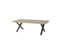 Table Rectangulaire 230cm Aspect Bois Piètement X Métal Noir - CANYON -