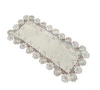 Table rectangulaire en lin avec bords bordés de dentelle influence européenne pour la maison, la salle à manger et le salon (40 x 220 cm)