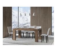 Table rectangulaire extensible 6 à 12 personnes L 180 à 284 cm bois foncé Ribo 2 pieds
