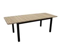 Table rectangulaire extensible - BALITO - Acacia FSC 100% - Allonge papillon - 160/220 x 90 cm - Aluminium graphite