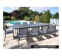 Table Rectangulaire Extensible En Aluminium Aspect Teck Gris Santorin - 10 Places - Jardiline Multicolore